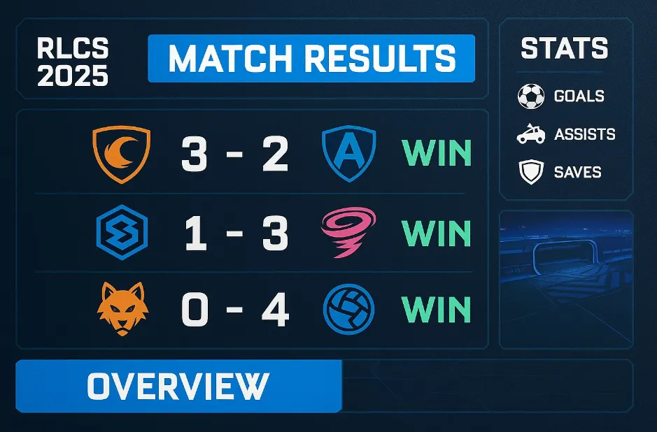 Матчи и результаты Rocket League 2025 – статистика и обзоры RLCS